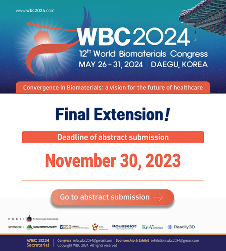 WBC 2024 FINAL EXTENSION! Society for Biomaterials (SFB)